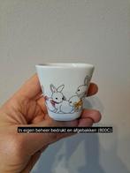 Bloempotje met konijnen, porselein 6x6x6cm, Overige materialen, Vierkant, Nieuw, Tuin