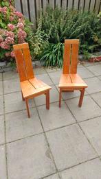 2 Vintage Houten Stoelen - 90s Stijl, Gebruikt, Twee, Bruin, Ophalen of Verzenden
