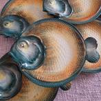 6 vintage barbotine aardewerk vis borden R. Blanche, Antiek en Kunst, Ophalen of Verzenden