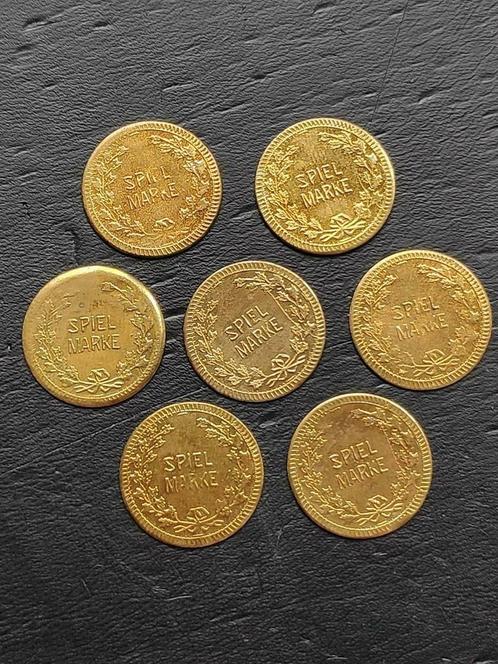 7 Speelmunten, fietser, boksers, roei/zeilboot, hobbelpaard, Verzamelen, Overige Verzamelen, Zo goed als nieuw, Ophalen of Verzenden