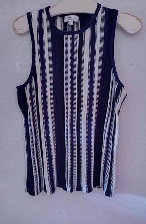 COS knit top truitje katoen M, Kleding | Dames, Tops, Zo goed als nieuw, Maat 38/40 (M), Blauw, Zonder mouw, Ophalen of Verzenden