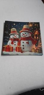 Diamond painting kerstkaart  sneewmannen kant en klaar, Ophalen of Verzenden, Zo goed als nieuw, Kerst