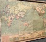 Oude Schoolplaat - Wereldkaart 250x160cm, Antiek en Kunst, Antiek | Schoolplaten, Ophalen, Aardrijkskunde