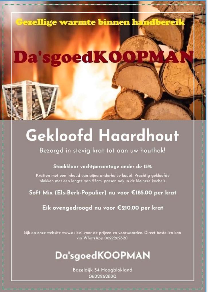 Ovengedroogd Haardhout in krat Gratis* bezorging, Tuin en Terras, Haardhout, Blokken, Overige houtsoorten, Minder dan 3 m³, Ophalen