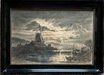 Petrus P.Schiedges 1860-1922Gezicht waterlandschap met molen, Antiek en Kunst, Kunst | Schilderijen | Klassiek, Ophalen of Verzenden