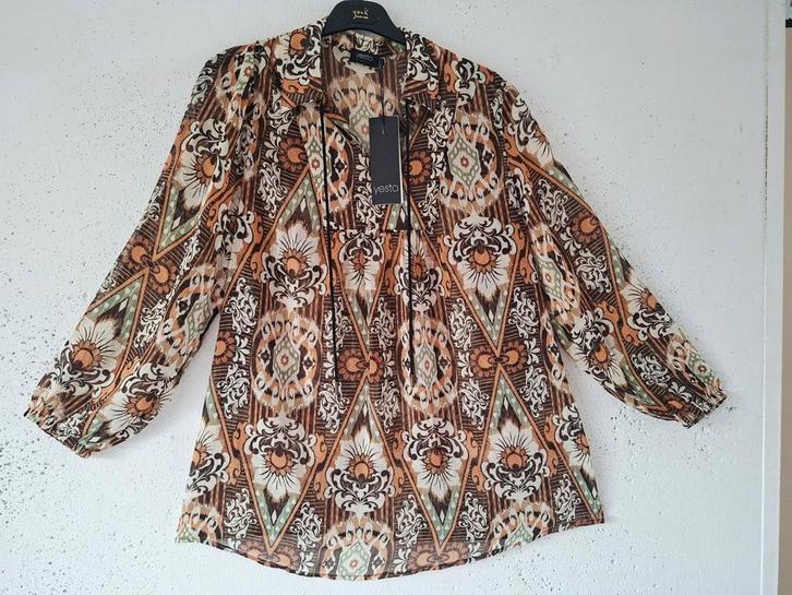 Nieuwe Bruine Multicolour Voile YESTA Tuniek Mt X-0 44/46, Kleding | Dames, Grote Maten, Nieuw, Blouse of Tuniek, Overige kleuren