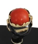 Bloedkoraal robuuste 14k gouden ring antiek dames vintage