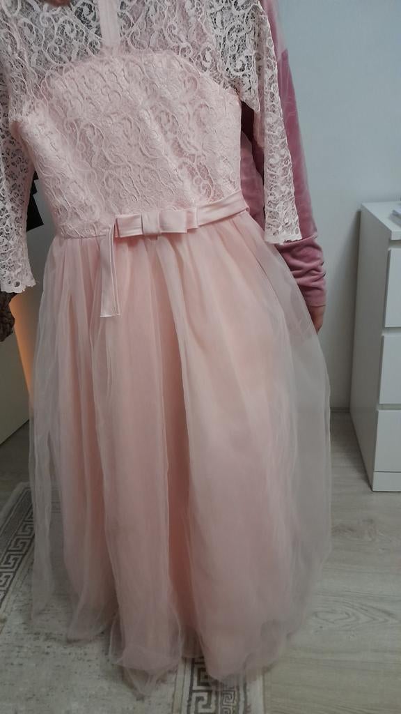 Mooie roze feestjurk maat 160, Kinderen en Baby's, Kinderkleding | Maat 146, Meisje, Ophalen of Verzenden, Zo goed als nieuw, Jurk of Rok