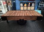 Industriële salontafel op 4 wielen, 100 tot 150 cm, Zo goed als nieuw, Minder dan 50 cm, Rechthoekig