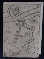 29 / De stad Oostburg gravure uit 17e eeuw, Antiek en Kunst, Ophalen of Verzenden