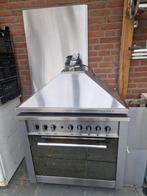 Indesit 90cm Gasfornuis met Elektrische Oven + Achterwand, Ophalen, Gebruikt, 60 cm of meer, Energieklasse A of zuiniger