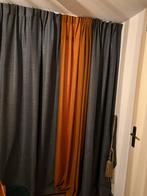 Gordijnen - Grijs & Oranje-, Ophalen, 100 tot 150 cm, Zo goed als nieuw, Grijs
