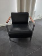 Zwarte leren stoel, Huis en Inrichting, Fauteuils, Ophalen, Gebruikt, Leer