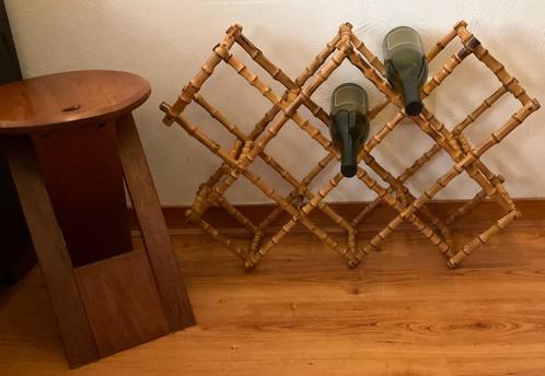 Vintage - BAMBOE - jaren 60 - Wijnrek, Huis en Inrichting, Woonaccessoires | Wijnrekken, Gebruikt, Minder dan 50 cm, Hout, 5 tot 15 flessen