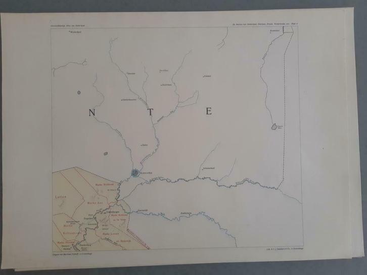 B023 / Plattegrond Marke N-Overijssel & Drente litho 1920, Antiek en Kunst, Kunst | Litho's en Zeefdrukken, Ophalen of Verzenden