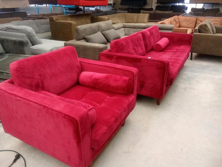 Fauteuil met bank velvet setprijs €250,-, Huis en Inrichting, Fauteuils, Zo goed als nieuw, Ophalen of Verzenden