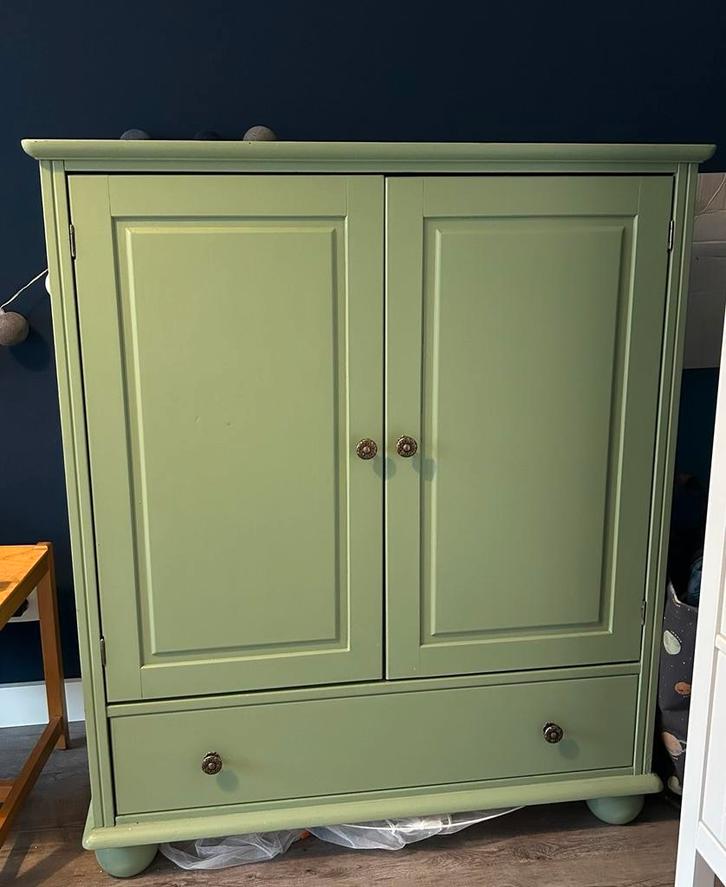 Groene Kledingkast met Lade en Hangruimte, Huis en Inrichting, Kasten | Kledingkasten, Gebruikt, 100 tot 150 cm, 100 tot 150 cm
