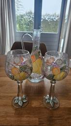 Kristallen Wijnglazen en kan - Handgemaakt Roemeens Design, Glas of Glazen, Ophalen of Verzenden, Overige stijlen, Glas