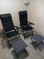 2 kampeer stoelen 7 standen en 2 hockers en tafel, Caravans en Kamperen, Ophalen, Zo goed als nieuw, Campingstoel