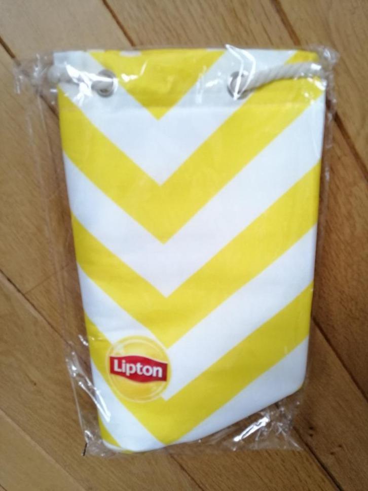 LIPTON koeltas tas geel wit streep - nieuw -, Caravans en Kamperen, Koelboxen, Nieuw, Koeltas, Koelelement, Ophalen of Verzenden
