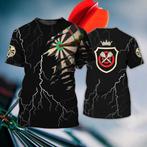 Dart shirt 1 (heren mannen zomer sport zwart t-shirt darts), Verzenden, Nieuw, Zwart