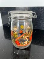 Vintage glazen voorraadpot met deksel met sluiting,, Ophalen of Verzenden, Zo goed als nieuw, Glas, Pot, Bus of Blik