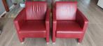 2 rode leren Look Line fauteuils model 770, Ophalen, Gebruikt, Minder dan 75 cm, Leer