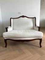 Klassiek Bankje voor Twee. Witte stof., Huis en Inrichting, Ophalen, Gebruikt, 75 tot 100 cm, 100 tot 125 cm