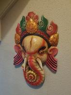 Ganesha kleurrijk houten masker, Ophalen of Verzenden