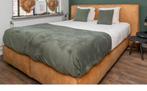 Mica boxspring met hoofdbord, Kenia leder cognac, 180x200cm, Ophalen, Overige materialen, Industrieel & Landelijk, Overige kleuren