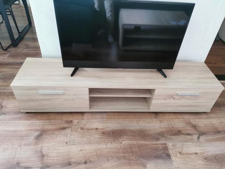 TEAB: Whitewash eiken tv meubel + kast(en) en tafel, Huis en Inrichting, Kasten | Televisiemeubels, Zo goed als nieuw, Minder dan 100 cm