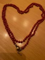 Antieke Bloedkoraal Collier met Gouden Slot, Gebruikt, Ophalen of Verzenden, Met edelsteen, Rood