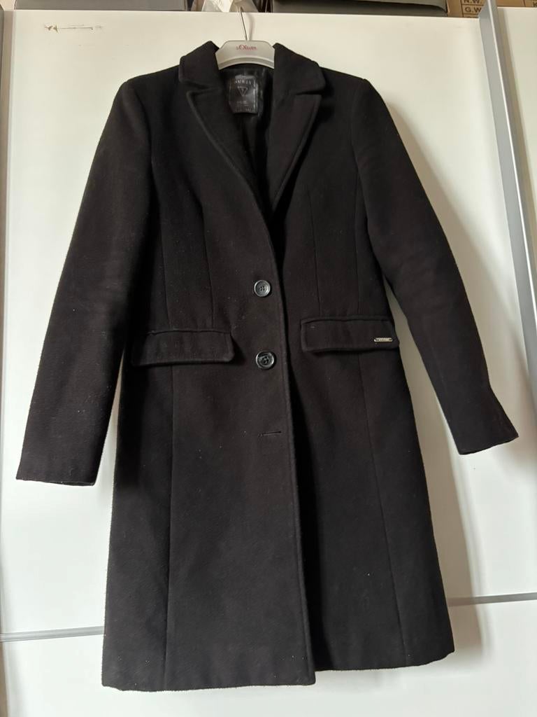 Zwart Guess mantel jas maat S, Ophalen of Verzenden, Zo goed als nieuw, Zwart