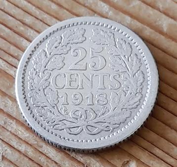 Nederland 25 cent 1918 (lot 1) beschikbaar voor biedingen