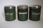 antiek koffie thee zwaar 3x emaille bus donkergroen goud set, Antiek en Kunst, Antiek | Emaille, Ophalen of Verzenden
