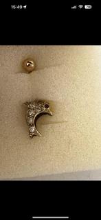 Gouden piercing dolfijn met zirkonia nieuwstaat, Ophalen of Verzenden, Zo goed als nieuw, Goud