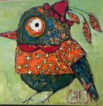 Goet linst geoen oranje humor flierefluiter vogel modern art, Ophalen