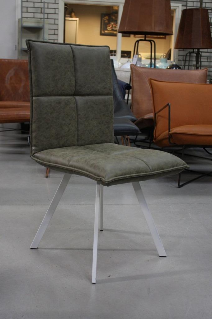 9 leuke eetkamerstoelen mosgroen leerlook wit keukenstoel, Huis en Inrichting, Stoelen, Zo goed als nieuw, Vijf, Zes of meer stoelen