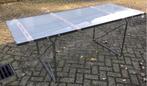 design tafel voor in de tuin of binnen met glas plaat, Gebruikt, Niet ingevuld, 200 cm of meer, 50 tot 100 cm