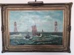 Schilderij: Zeilboten en Vuurtorens, Antiek en Kunst, Ophalen of Verzenden