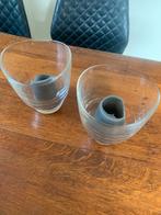 2 Glazen Windlichten/Kandelaars - Zo goed als nieuw, Overige materialen, Ophalen of Verzenden, Zo goed als nieuw, Grijs