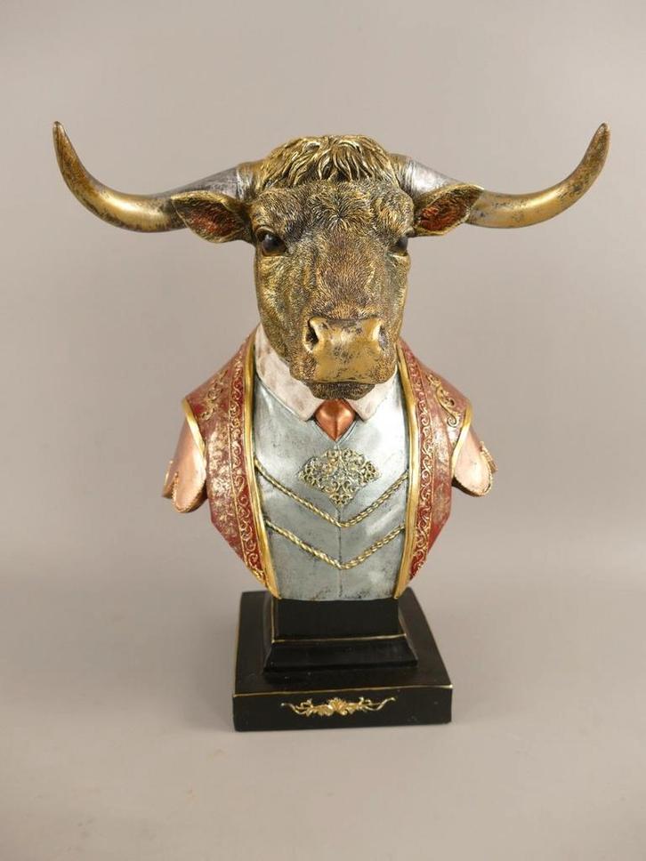 Steampunk Stier Buste - Decoratief Beeld, Antiek en Kunst, Kunst | Designobjecten, Ophalen of Verzenden