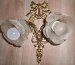 Stel twee armige antieke bronzen wandlusters met strik, Ophalen of Verzenden, Brons