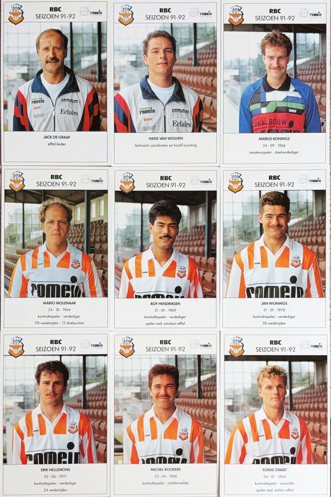 9 Spelerskaarten RBC Roosendaal - seizoen 1991/1992, Ophalen of Verzenden, Zo goed als nieuw, Feyenoord, Spelerskaart
