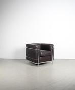 1x Cassina LC2 Le Corbusier Fauteuil Bruin Leer – Chroom, Huis en Inrichting, Fauteuils, Niet ingevuld, Minder dan 75 cm, Niet ingevuld