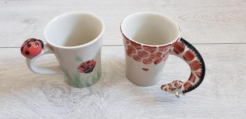 Twee hoogglans dieren design mokken, Huis en Inrichting, Keuken | Servies, Nieuw, Overige typen, Overige stijlen, Aardewerk, Ophalen of Verzenden