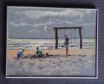 Strandgezichtje "As time stood still" olieverf op paneel, Antiek en Kunst, Ophalen of Verzenden