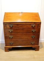 Antieke Engelse secretaire, klepbureau, lederen schrijfblad, Antiek en Kunst, Antiek | Meubels | Tafels, Ophalen of Verzenden