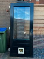 Mooie Buitendeur met Glas en Kattenluik, Doe-het-zelf en Verbouw, Deuren en Horren, Gebruikt, 80 tot 100 cm, Ophalen of Verzenden