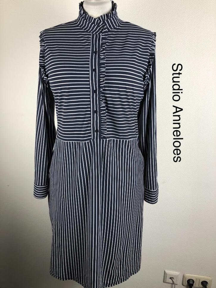 Studio Anneloes Jurk  (mt: 42) KL/8658, Kleding | Dames, Jurken, Zo goed als nieuw, Maat 42/44 (L), Blauw, Onder de knie, Ophalen of Verzenden